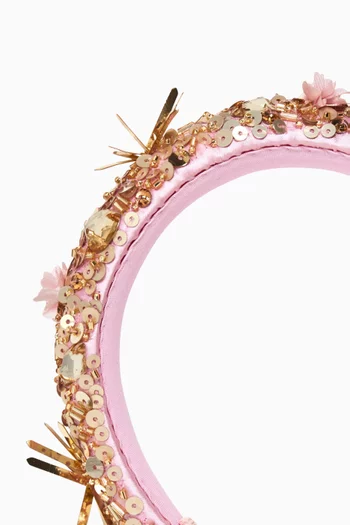Hollywood Halo Embellished Headband in Satin