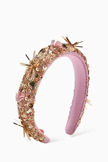 Hollywood Halo Embellished Headband in Satin