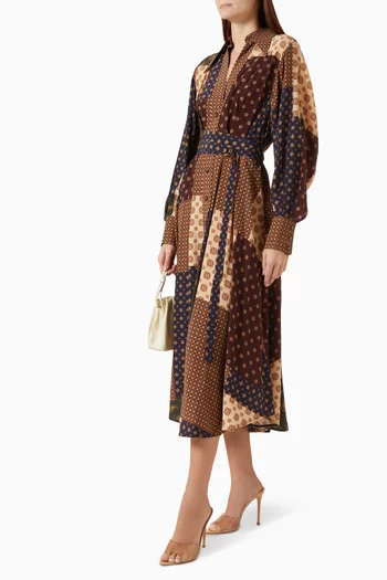 Tuck Midi Dress in Silk-blend