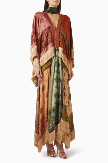 Valiant Fringed Gown in Silk