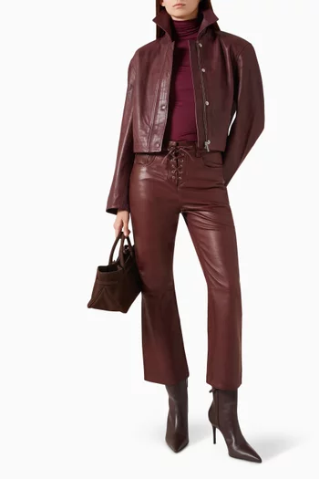 Flared Capri Pants in Leather