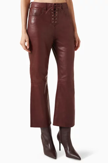Flared Capri Pants in Leather