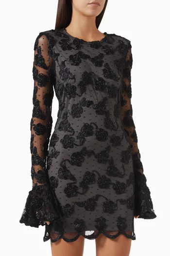 Flower Mini Dress in Mesh