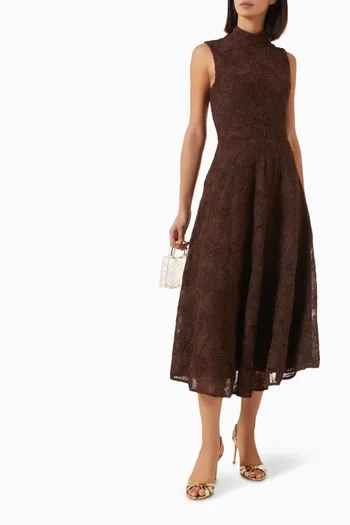Flower Flared Dress in Mesh