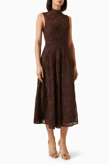 Flower Flared Dress in Mesh