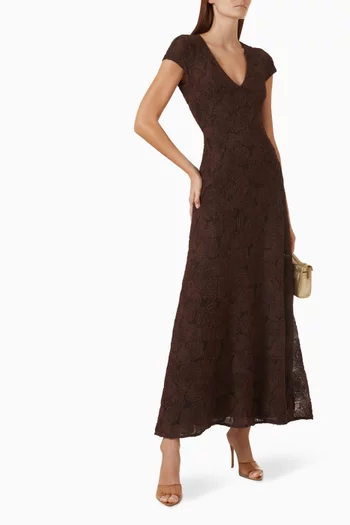 Flower V-neck Dress in Mesh