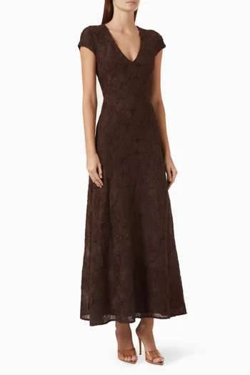 Flower V-neck Dress in Mesh