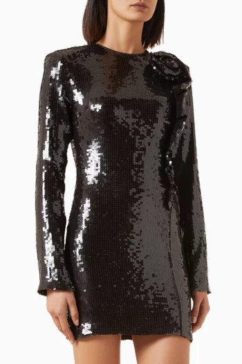 Flower Sequin-embellished Mini Dress