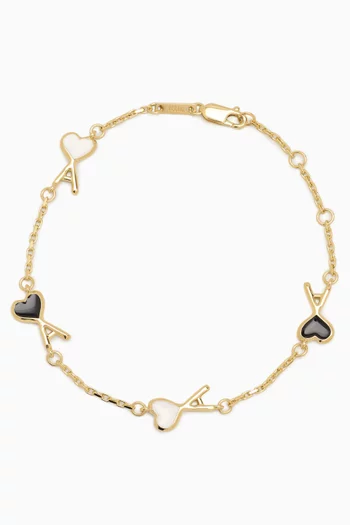 Hammered Ami De Coeur Thin Bracelet in Metal