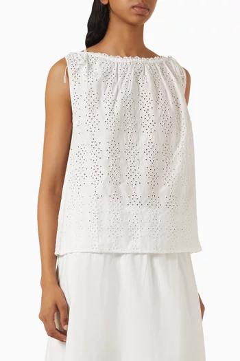 Harriet Boat Neck Top in Cotton