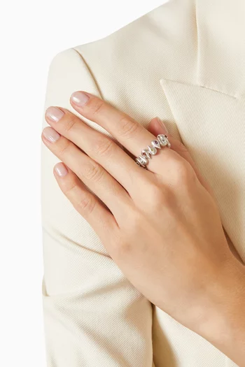 Roma Crystal & Diamond Ring in 18kt White Gold