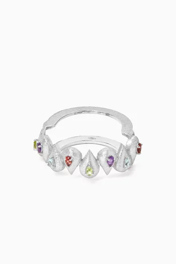 Roma Crystal & Diamond Ring in 18kt White Gold