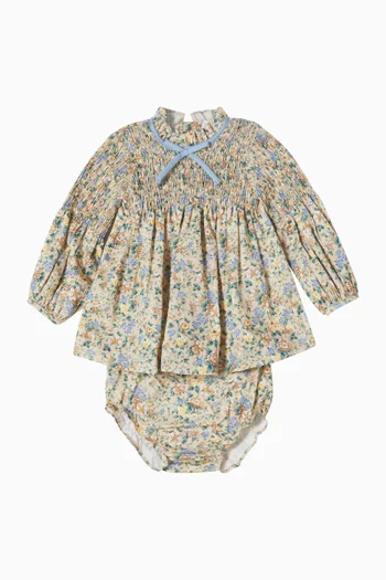 Raya Hand-Smocked Dress with Bloomers