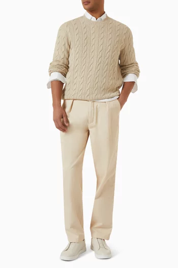 Crewneck Sweater in Cable-knit