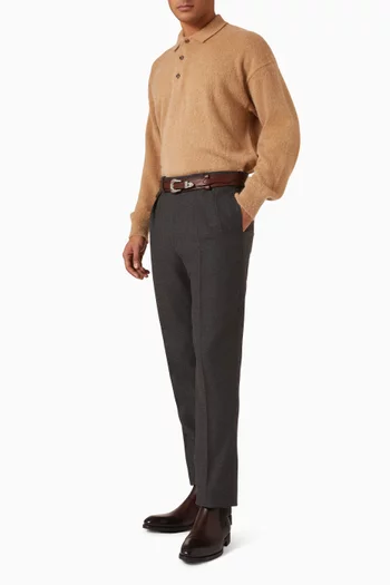 Pleated Slim-leg Pants
