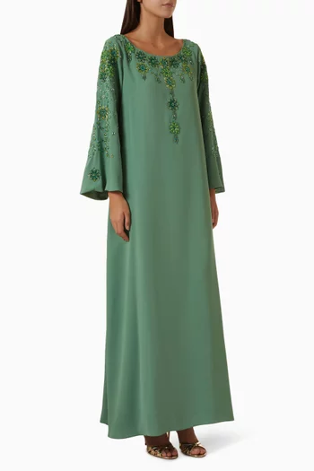 Floral-embellished Dress in Crepe