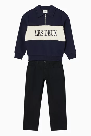 Zipper Rugby Sweatshirt in Cotton Fleece