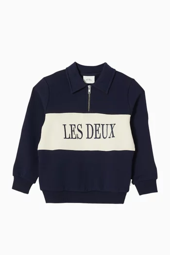 Zipper Rugby Sweatshirt in Cotton Fleece