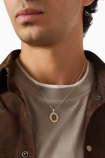 Vintage Tiger Eye Pendant Necklace in Sterling Silver