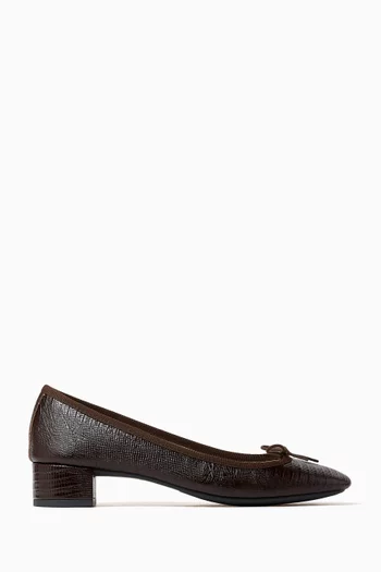 Camille Ballet Flats in Lizard-embossed Leather