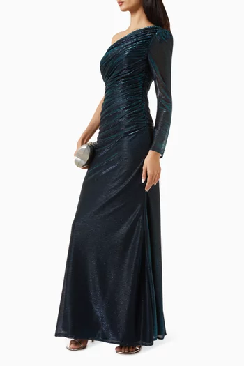 Ruched One-shoulder Maxi Dress