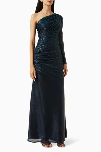 Ruched One-shoulder Maxi Dress