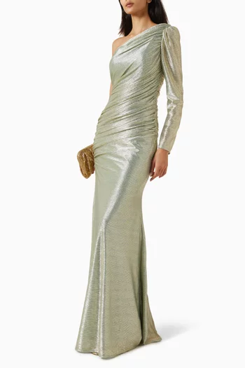 Ruched One-shoulder Maxi Dress