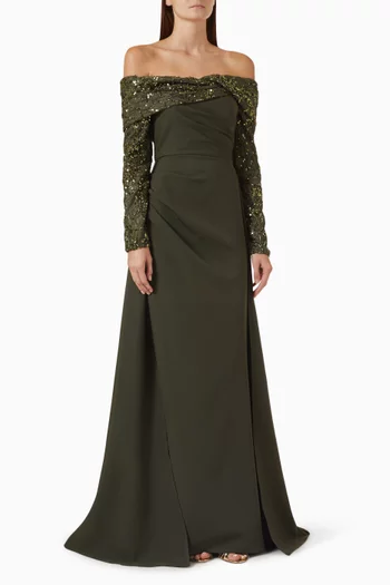 Embellished Off-shoulder Gown