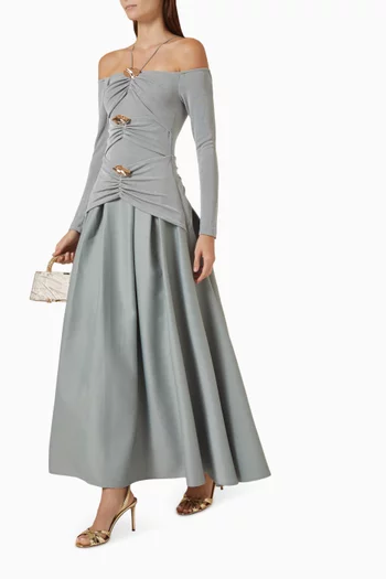 Gathered Off-shoulder Dress