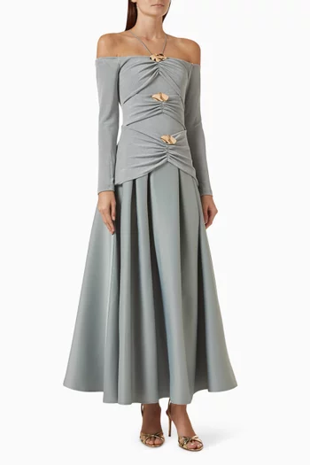 Gathered Off-shoulder Dress