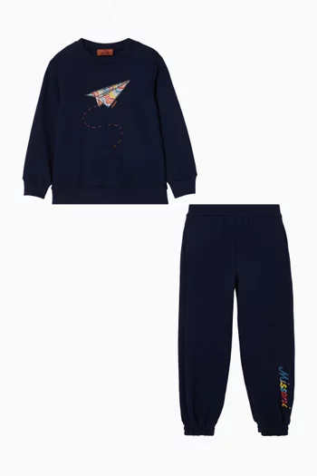 Plane Logo Sweatshirt & Sweatpants Set in Cotton