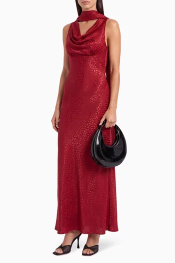 Sophie Scarf Dress in Satin Jacquard