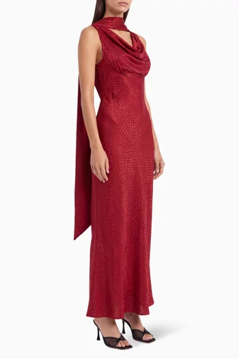 Sophie Scarf Dress in Satin Jacquard