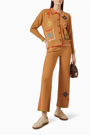 Wide-leg Pants in Viscose-blend Knit
