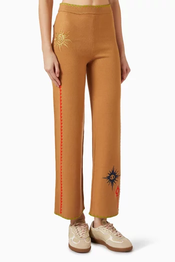 Wide-leg Pants in Viscose-blend Knit