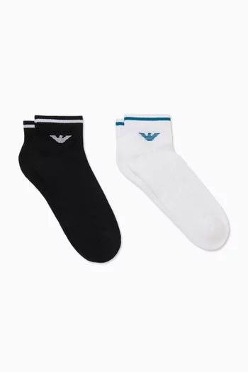 Basic Logo Ankle Socks in Terrycloth, Set of 2