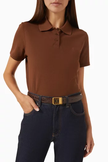 LA 66 Buckle Belt in Croc-embossed Leather