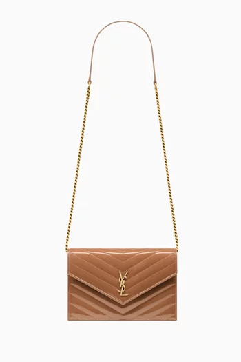 Cassandre Envelope Chain Wallet in Patent Leather