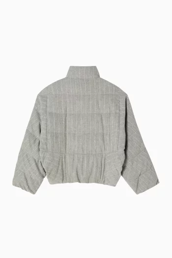 Stripe Down Jacket in Virgin Wool Blend