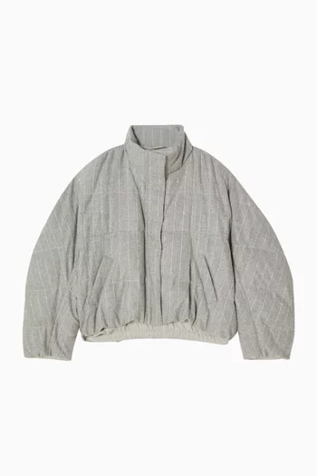 Stripe Down Jacket in Virgin Wool Blend