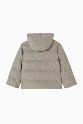 Flannel Down Jacket in Virgin Wool