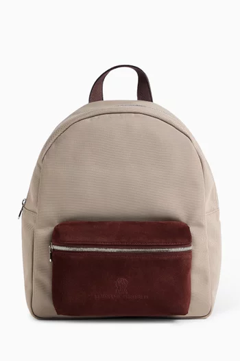 Backpack in Techno Cotton & Suede