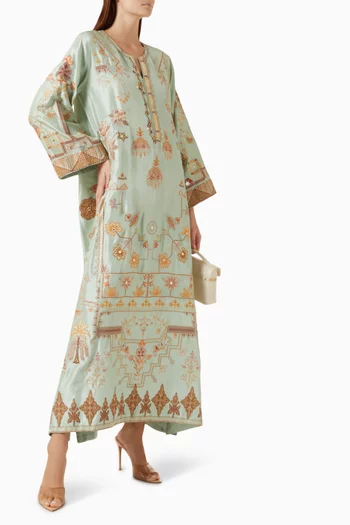 Embelished Kaftan in Raw Silk