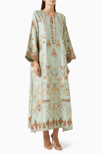 Embelished Kaftan in Raw Silk