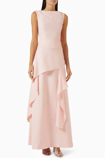 Corinne Draped Dress in Linen Tech