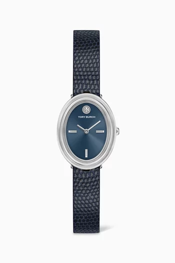 Oval Quartz Leather Watch, 22mm