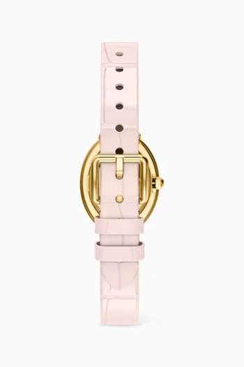 Oval Quartz Leather Watch, 22mm