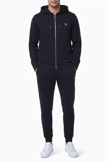 Zip-front Zebra Logo Hoodie in Cotton