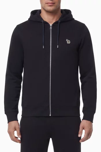 Zip-front Zebra Logo Hoodie in Cotton