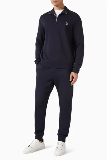 Zebra Logo Zip-neck Sweatshirt in Cotton
